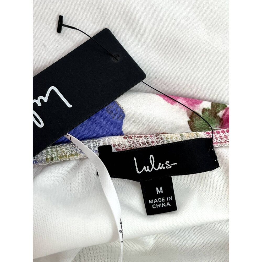 Lulu's Floral Ruched Mini Dress — Blue, Pink & Gold - Picture 8 of 11